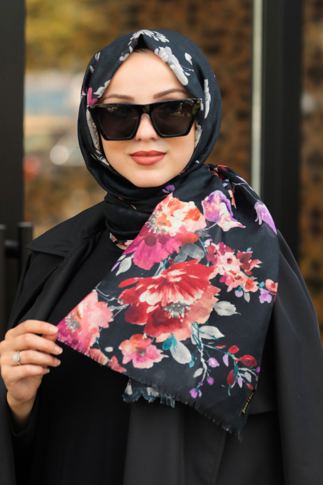 Black Hijab Shawl 7540S - 1