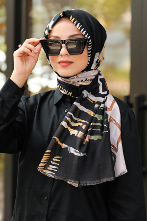 Black Hijab Shawl 7553S - 1