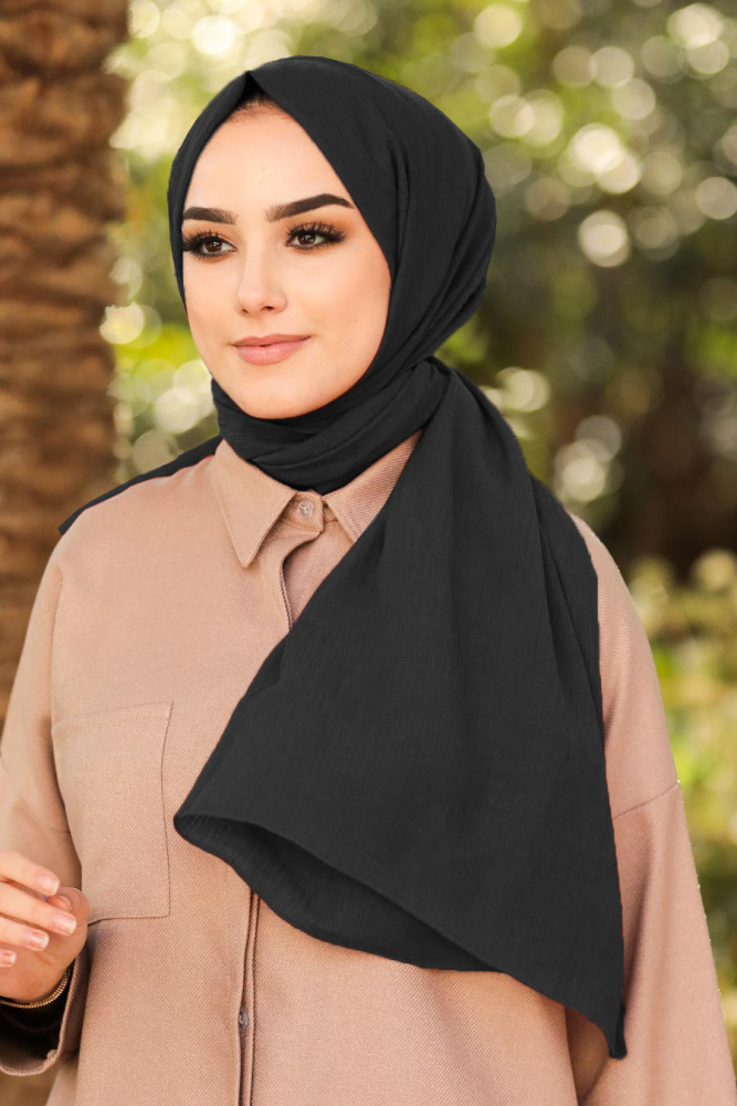 Black Hijab Shawl 7563S - 1