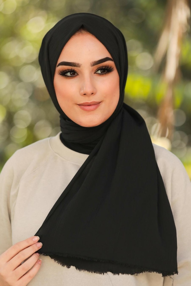 Black Hijab Shawl 7571S - 1