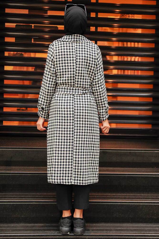 Black Hijab Stamp Coat 5811S - 7