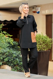 Black Hijab Suit 1301S - Thumbnail