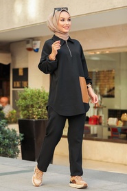 Black Hijab Suit 1301S - Thumbnail