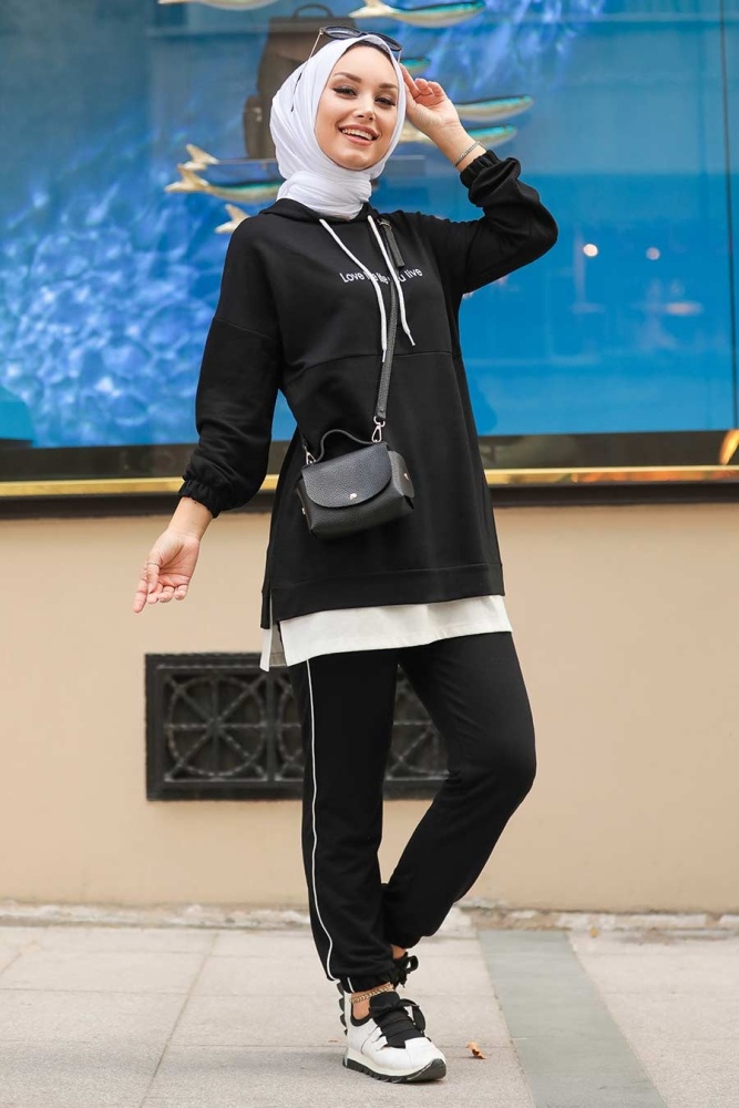 Black Hijab Suit 1583S - 1