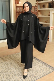 Black Hijab Suit Dress 10462S - Thumbnail