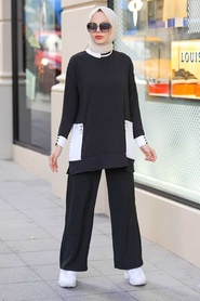 Black Hijab Suit Dress 1169S - Thumbnail