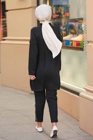 Black Hijab Suit Dress 12112S - Thumbnail