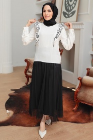 Black Hijab Suit Dress 1248S - Thumbnail
