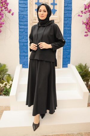Black Hijab Suit Dress 21035S - 3