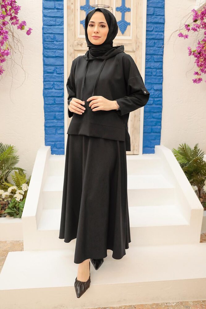 Black Hijab Suit Dress 21035S - 3