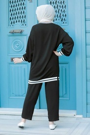 Black Hijab Suit Dress 40130S - Thumbnail