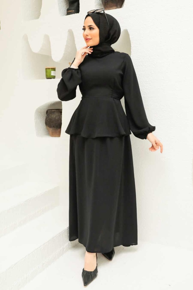 Black Hijab Suit Dress 45680S - 1