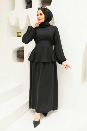 Black Hijab Suit Dress 45680S - 2
