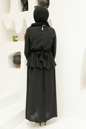 Black Hijab Suit Dress 45680S - 3