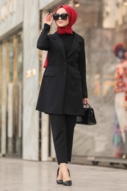 Black Hijab Suit Dress 5536S - Thumbnail