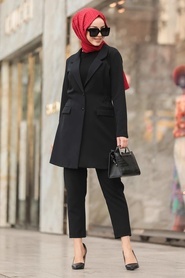 Black Hijab Suit Dress 5536S - Thumbnail
