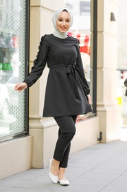 Black Hijab Suit Dress 5624S - Thumbnail