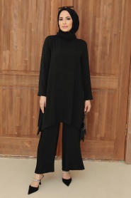 Black Hijab Suit Dress 5715S - Thumbnail