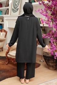 Black Hijab Suit Dress 7687S - Thumbnail