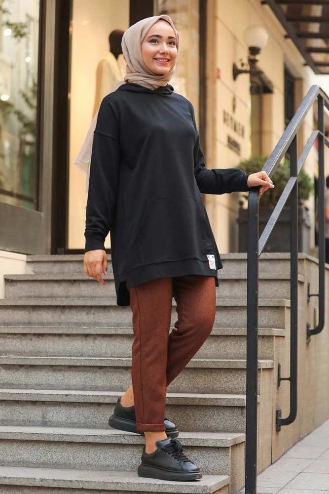 Black Hijab Sweatshirt 1596S - 1