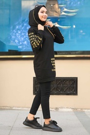 Black Hijab Sweatshirt 7582S - Thumbnail