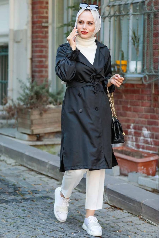 Black Hijab Trenchcoat 135S - 1