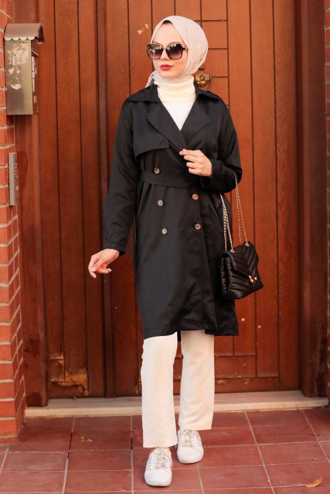 Black Hijab Trenchcoat 263S - 1