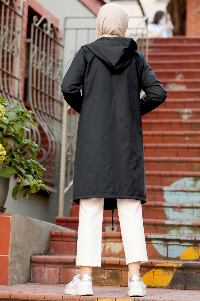 Black Hijab Trenchcoat 8932S - 3