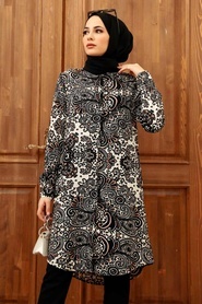 Black Hijab Tunic 11524S - Thumbnail