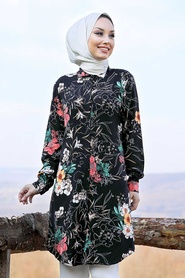 Black Hijab Tunic 11525S - Thumbnail