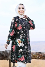 Black Hijab Tunic 11525S - Thumbnail