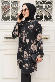 Black Hijab Tunic 11550S - Thumbnail