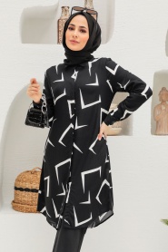 Black Hijab Tunic 11582S - Thumbnail
