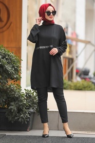 Black Hijab Tunic 12154S - Thumbnail