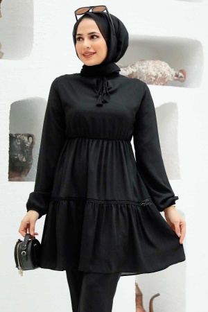 Black Hijab Tunic 12291S - 1