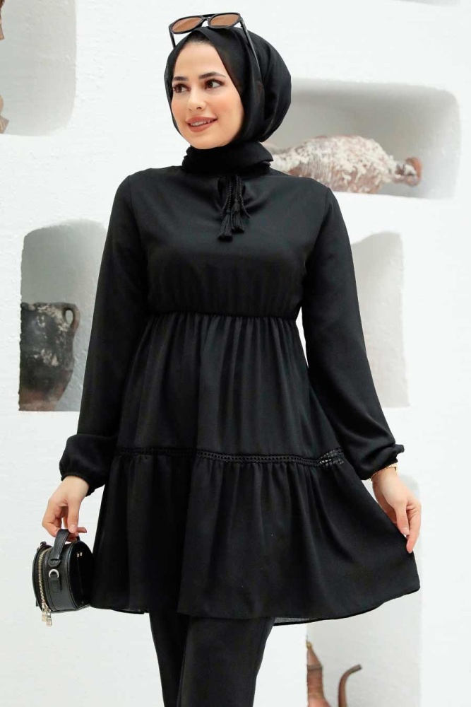 Black Hijab Tunic 12291S - 1