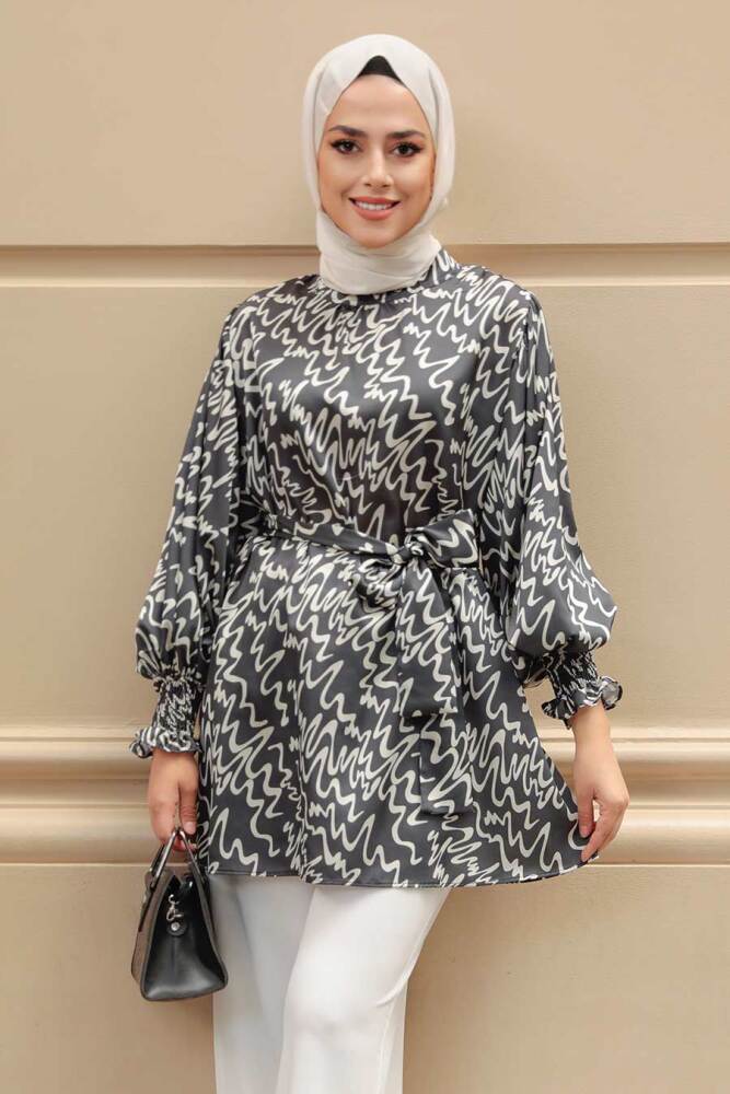 Black Hijab Tunic 2445S - 1