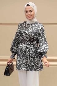 Black Hijab Tunic 2445S - Thumbnail