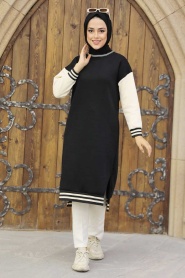 Black Hijab Tunic 35741S - Thumbnail