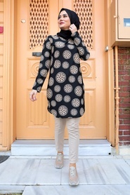 Black Hijab Tunic 358111S - Thumbnail
