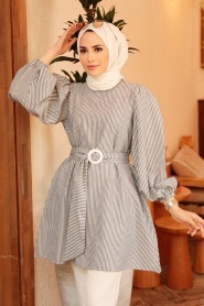 Black Hijab Tunic 40681S - Thumbnail
