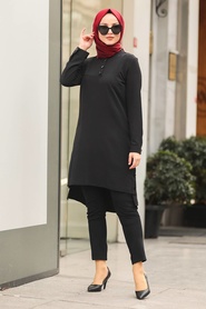 Black Hijab Tunic 464S - Thumbnail