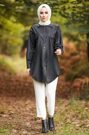 Black Hijab Tunic 5583S - Thumbnail