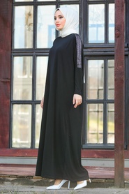 Black Hijab Turkish Abaya 1671S - Thumbnail