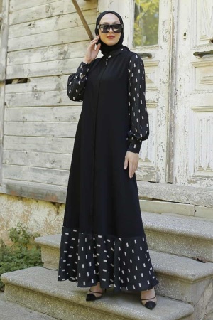 Black Hijab Turkish Abaya 33471S - 1