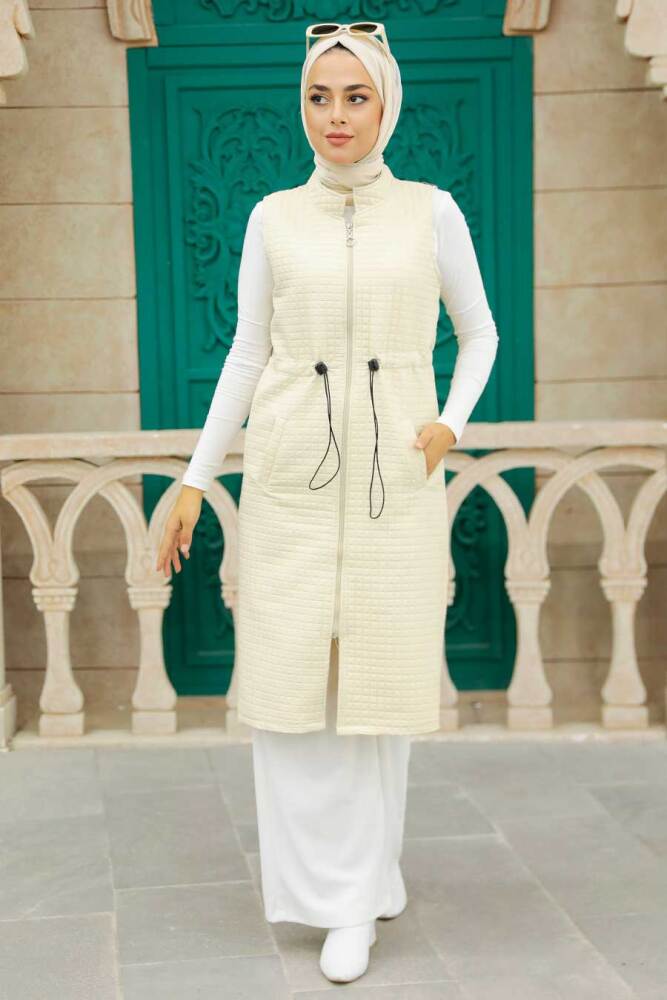 Beige Hijab Vest 35743BEJ - 3