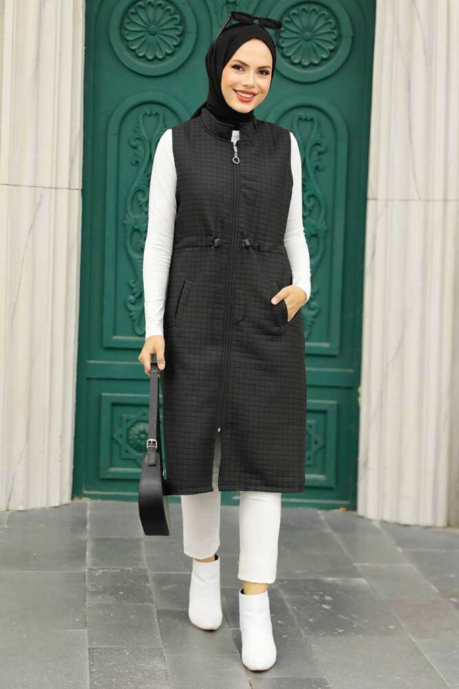 Black Hijab Vest 35743S - 2