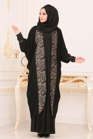 Black Hijab Abaya 8904S - 1