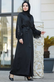 Black Hijab Abaya 8936S - Thumbnail