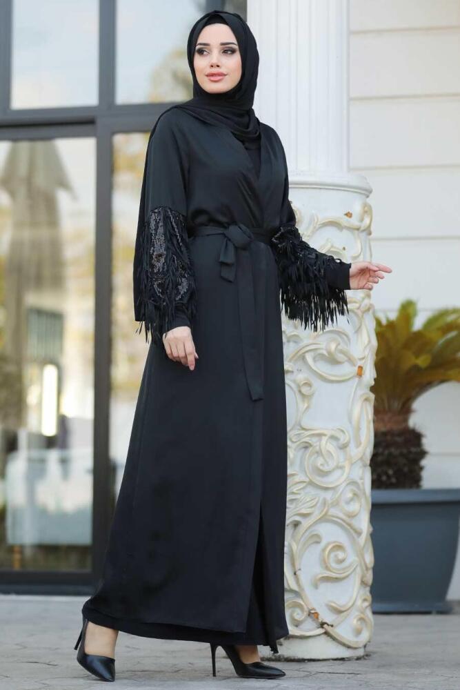 Black Hijab Abaya 8936S - 1